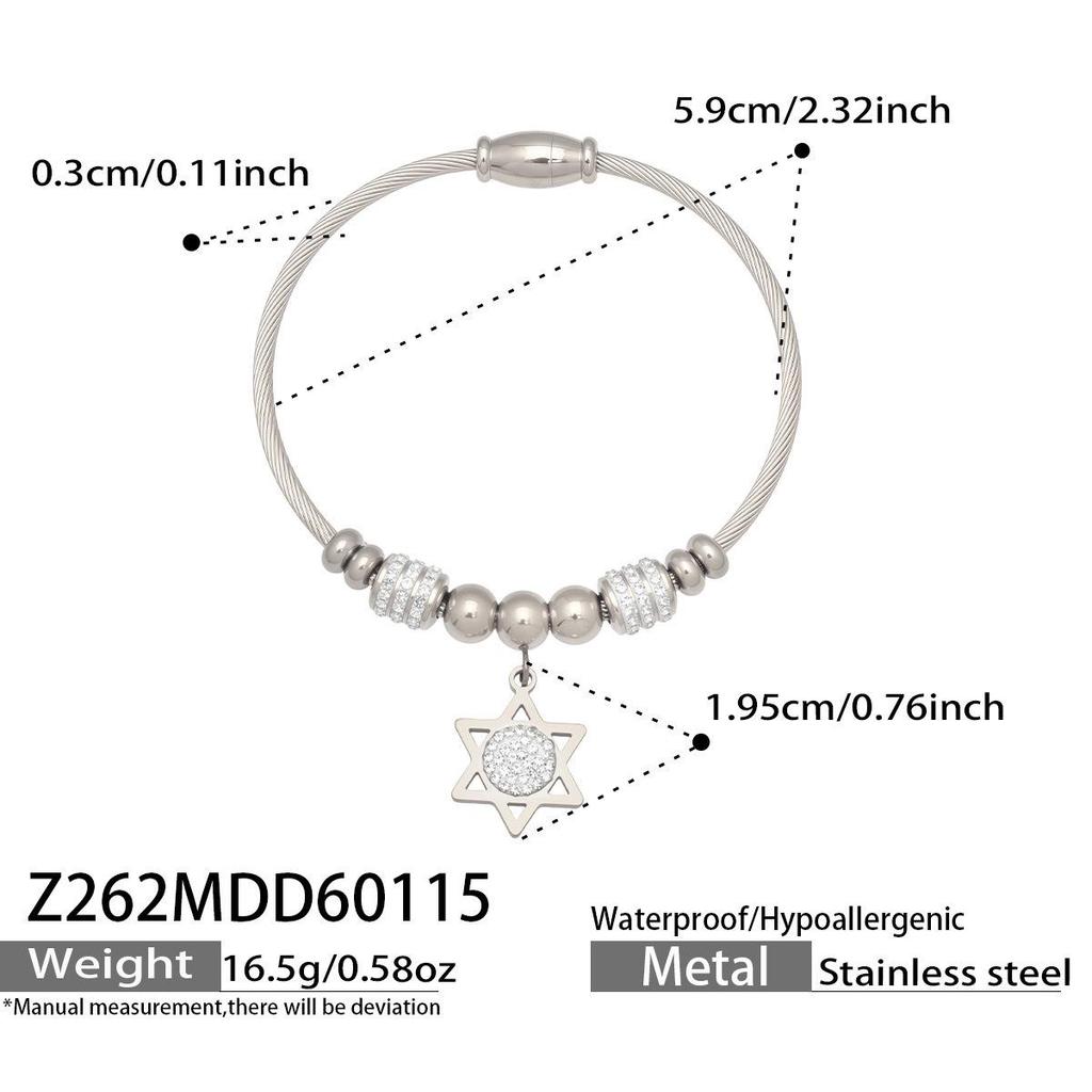 Niche Heart-Shaped Zircon Flower Stainless Steel Bracelet - European & American Style for Women