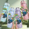 1PC Cowboy Horse Cartoon 750ml Sports Water Bottle Leakproof Straw Lid Outdoor Office Home