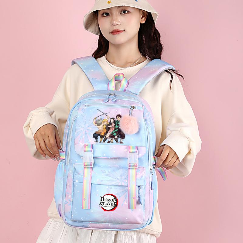 Anime Demon Slayer Backpack Computer Bagpack Sweet Soft Backpack Printed Girl Lightweight Schoolbag for Women Travel Leisure Bag Rucksack Mochila