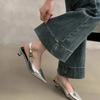 Gold Silver High Heel Pointed Toe Women Slingback Shoes Woman Elegant Summer French Style Back Empty Single Pumps