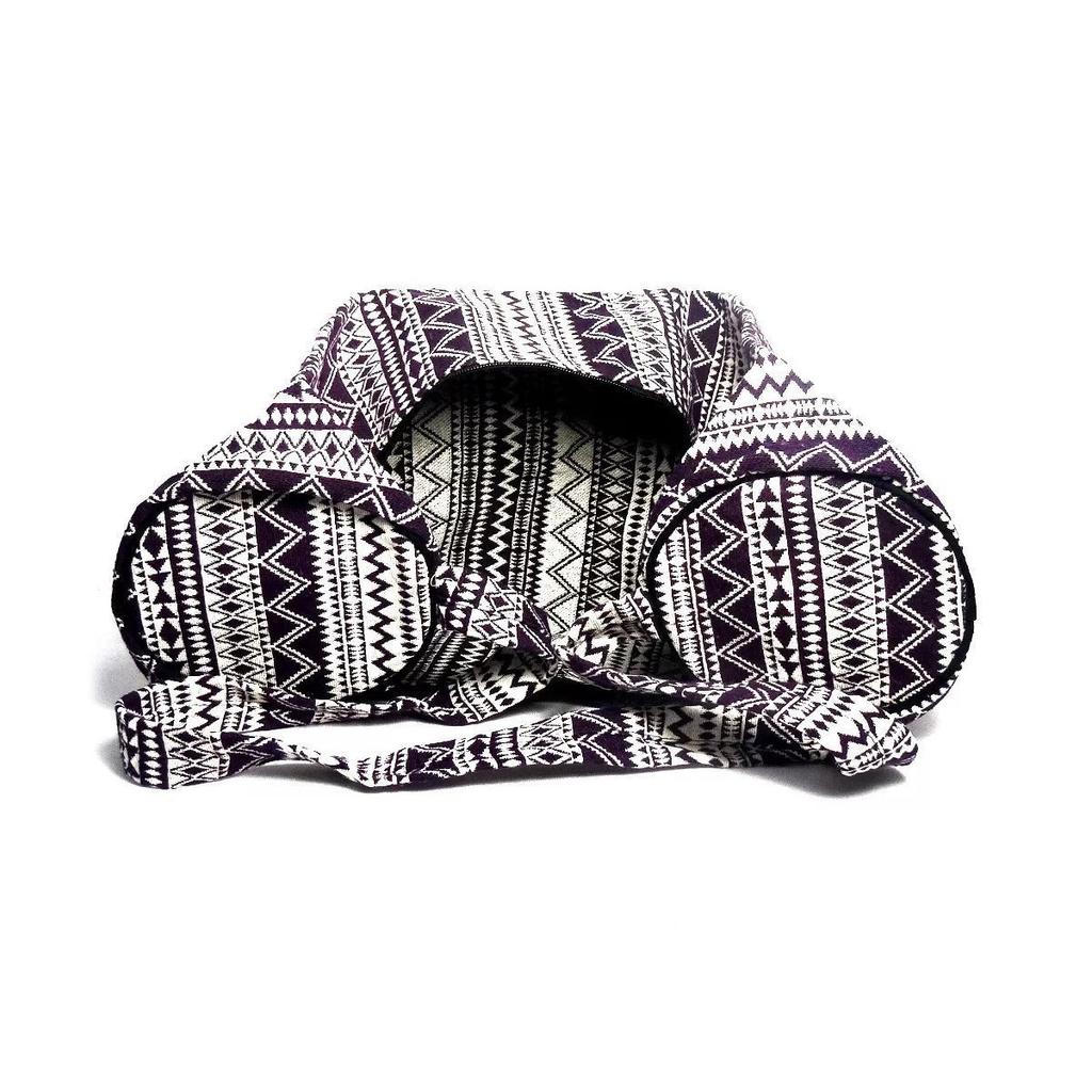 Yogatasche, Yoga Bag Dunkelviolett und Weiß, Handgefertigt, MYINDIA