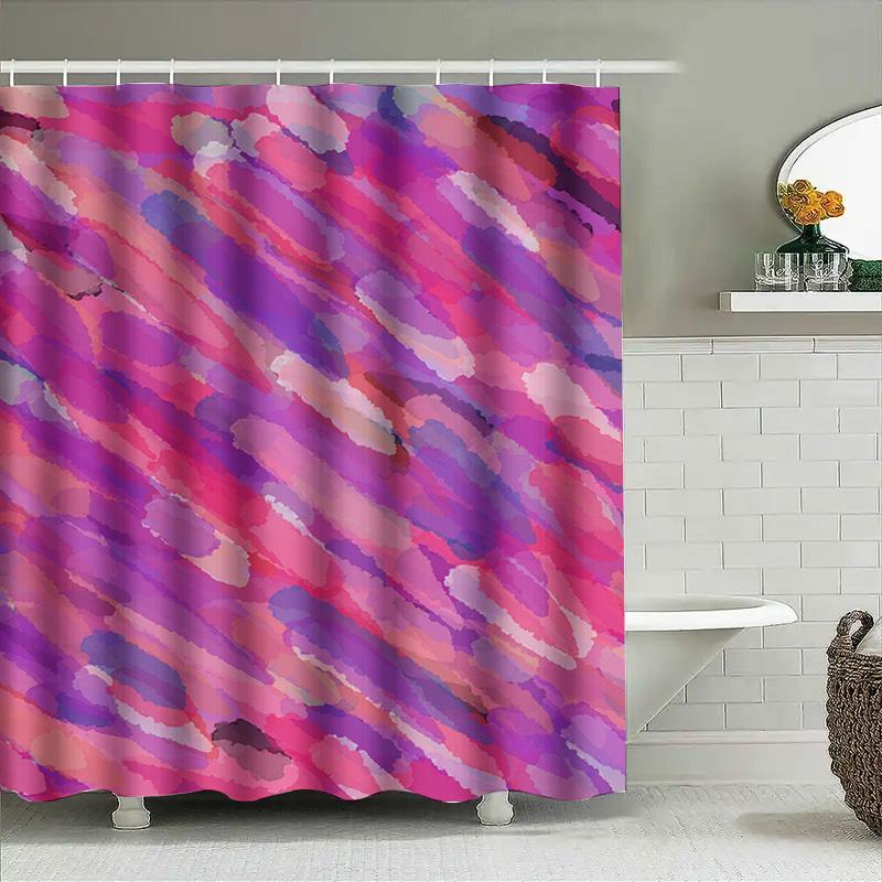 Modern Pink Bathroom Shower Curtain Set Watercolor Print With Rod Holders For Bathtub Decoration Decorations In Home Garden