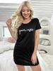 2025 Spring/Summer European & American Casual Women's Round Neck Print Sleep Dress