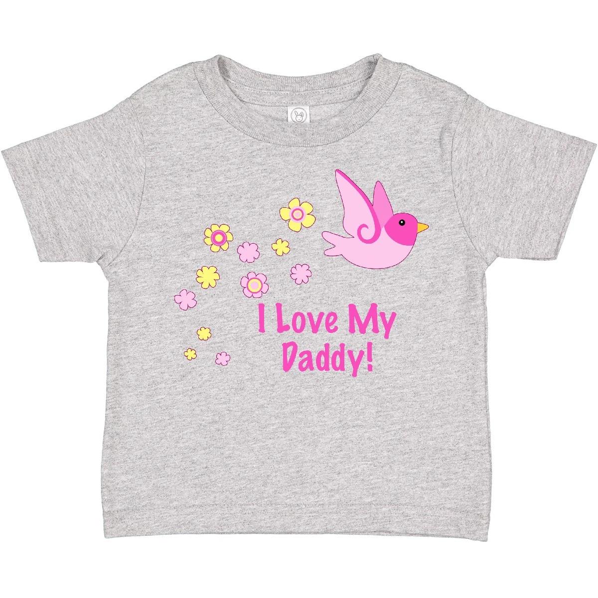 Inktastic I Love My Daddy! Toddler kids boys T-Shirt Girl Bird Flowers Pink Gift Child Kid 130