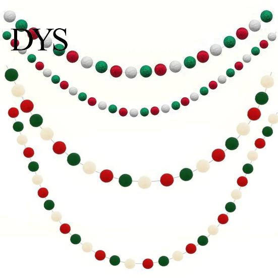 Holiday Celebration Supplies 78.8 Inch Christmas Pom Garland, Red Green White 20/30 Pompom Xmas Party Wall Decor Balls Garland Ornaments for