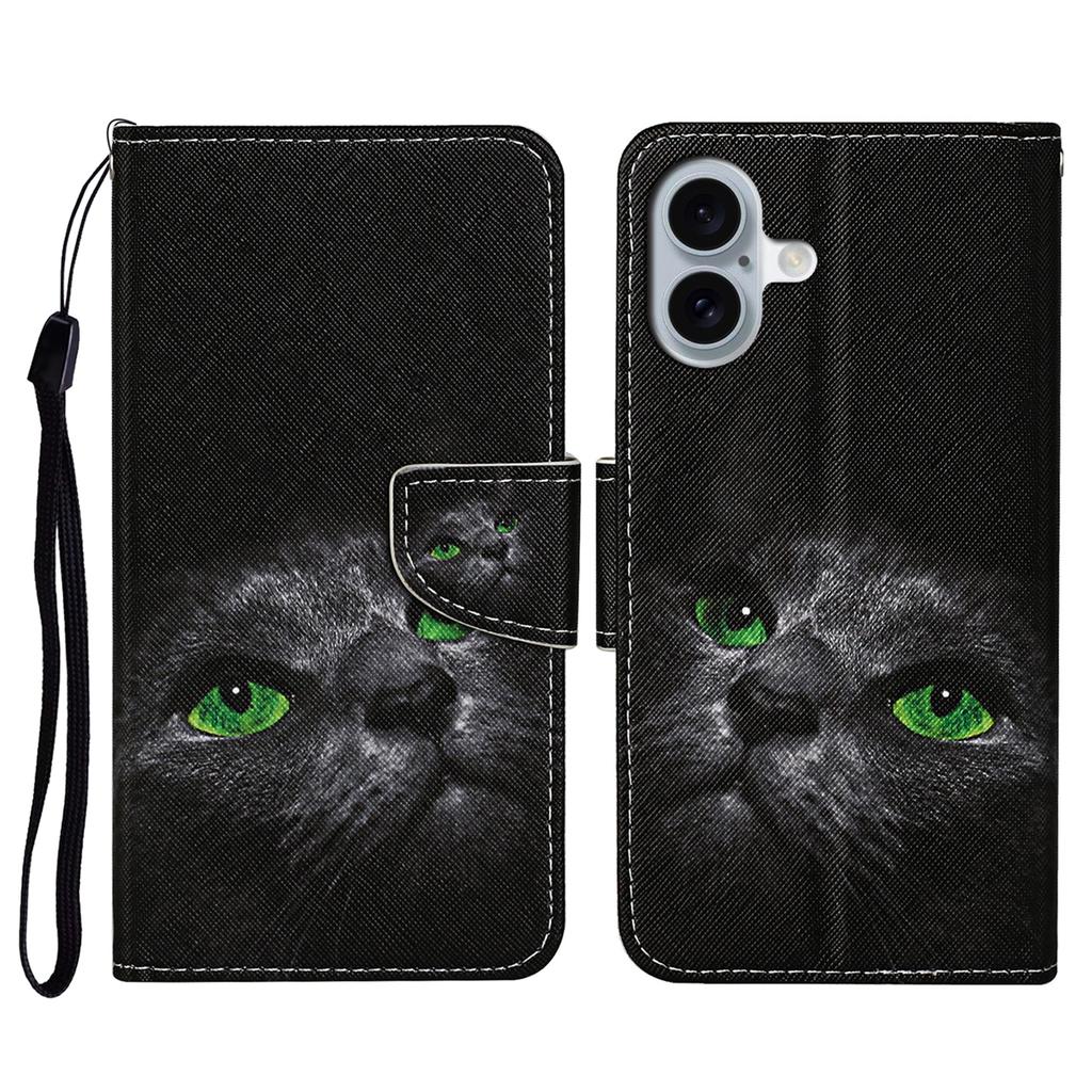 For iPhone 16 Case Pattern Printing Protective Leather Folio Phone Cover