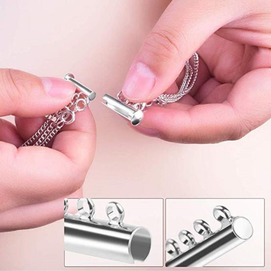 Connecting Buckle Alloy Necklace Clasp Slide Lock Necklace Connector Multi-Strand Jewelry Clasp DIY Crafts Helper