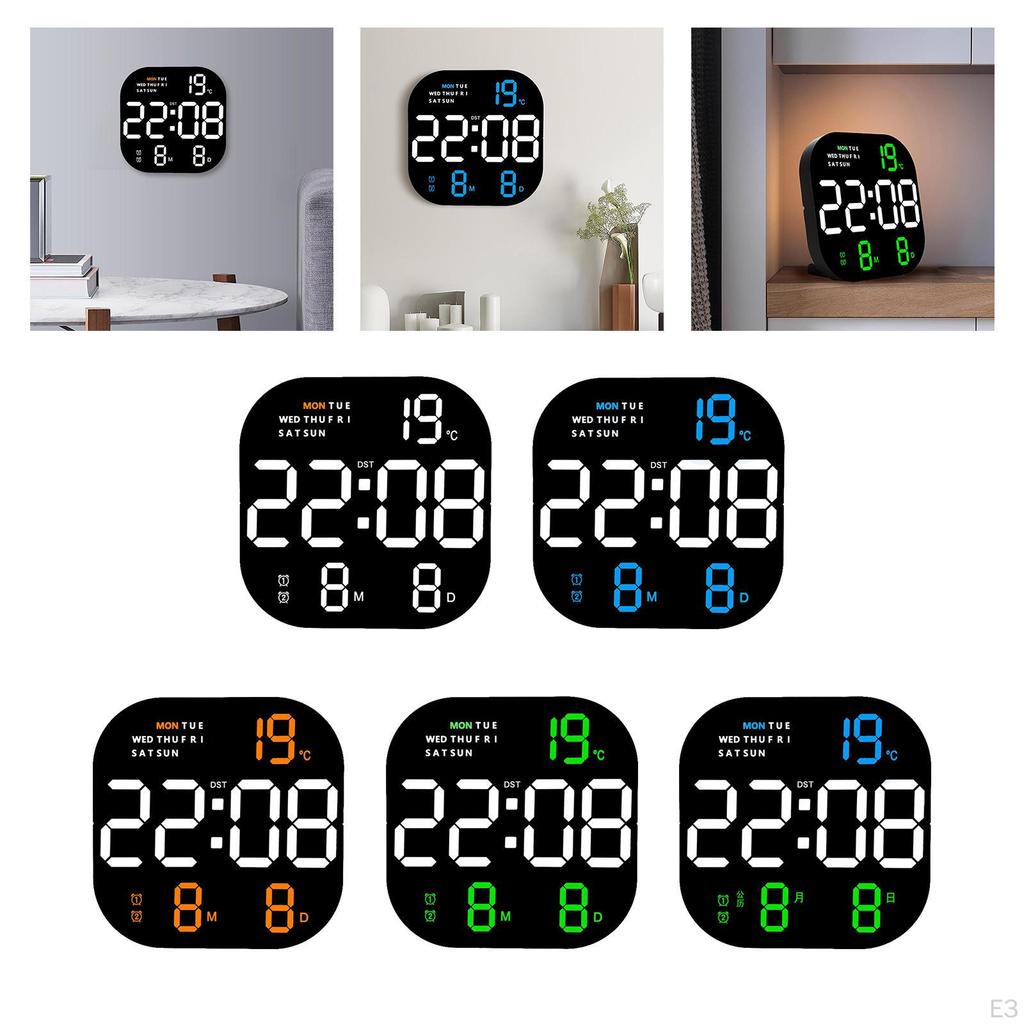 Digital Table Wall Clock Dimmer Large LED Display Screen Desktop Alarm for Beside Teenagers