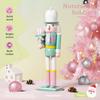 38CM Macaron Colored Candy Walnut Soldier Solid Wood Decoration Ornament Gift Handicraft Christmas Ornament Walnut Clip 1PCS