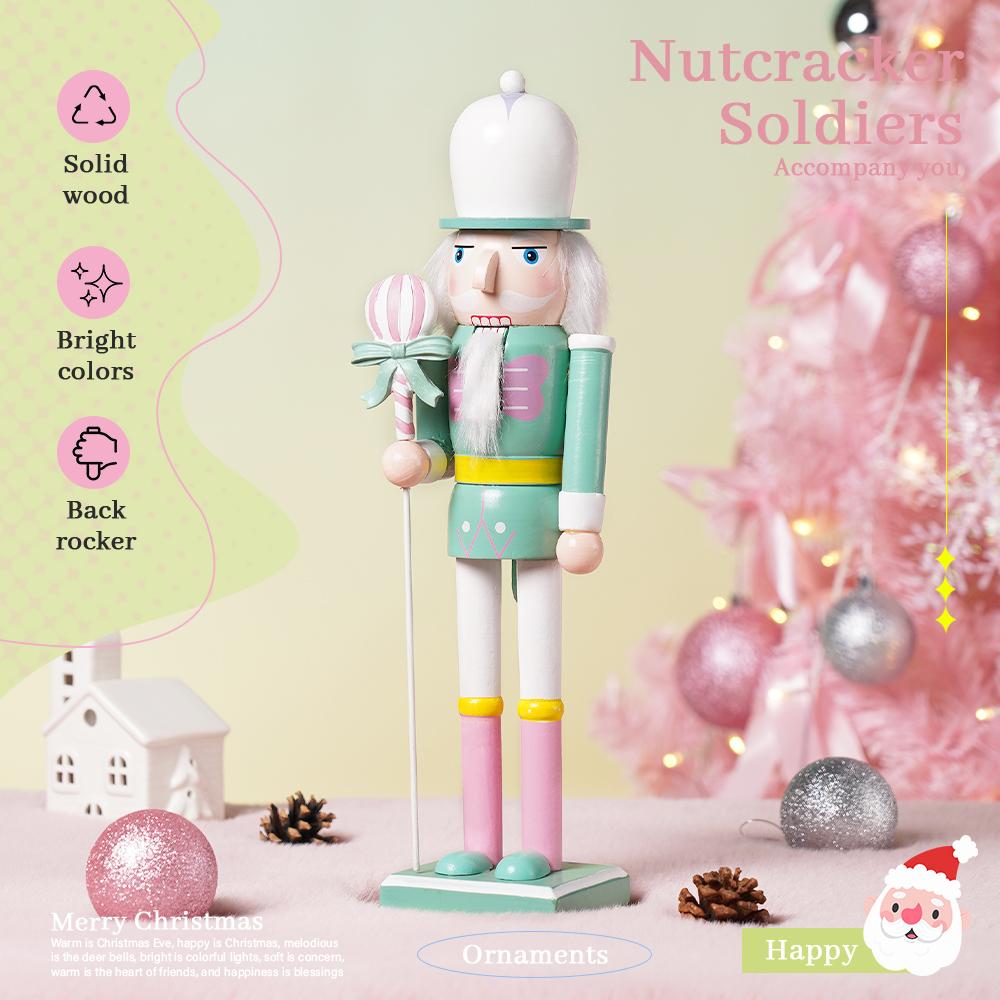 38CM Macaron Colored Candy Walnut Soldier Solid Wood Decoration Ornament Gift Handicraft Christmas Ornament Walnut Clip 1PCS