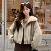 Autumn and winter new velvet thickened jacket women's short casual loose jacket fashion cotton top