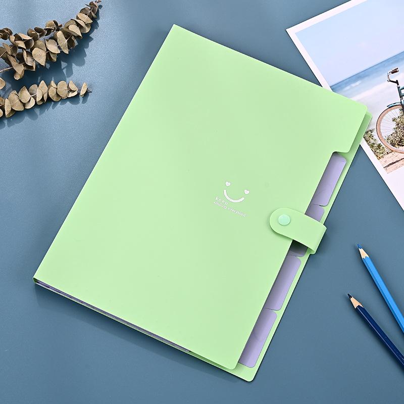 Smiling Candy Color Folder Creative Multilayer A4 Folder Text PP Piece Bag Organ Bag Test Paper Text Piece Storage Bag