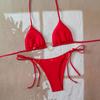 11 new bikini European and American triangle cup sexy bikini split swimsuit swimsuit solid color sexy swimsuit
