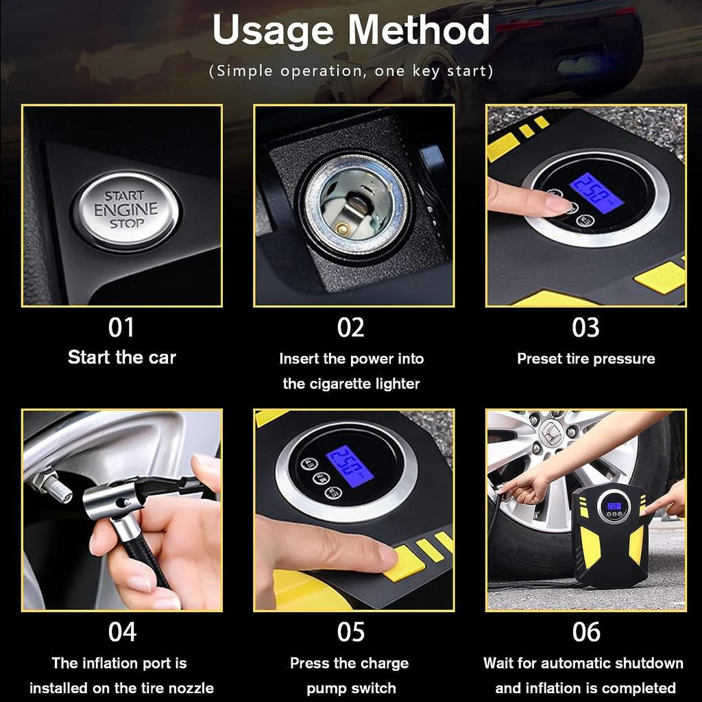 Tire Inflator Digital Portable Air Compressor for Car Tires,12V DC Car Tire Pump 100PSI Car Pump, Mounted Air Pump Electric Air Pump