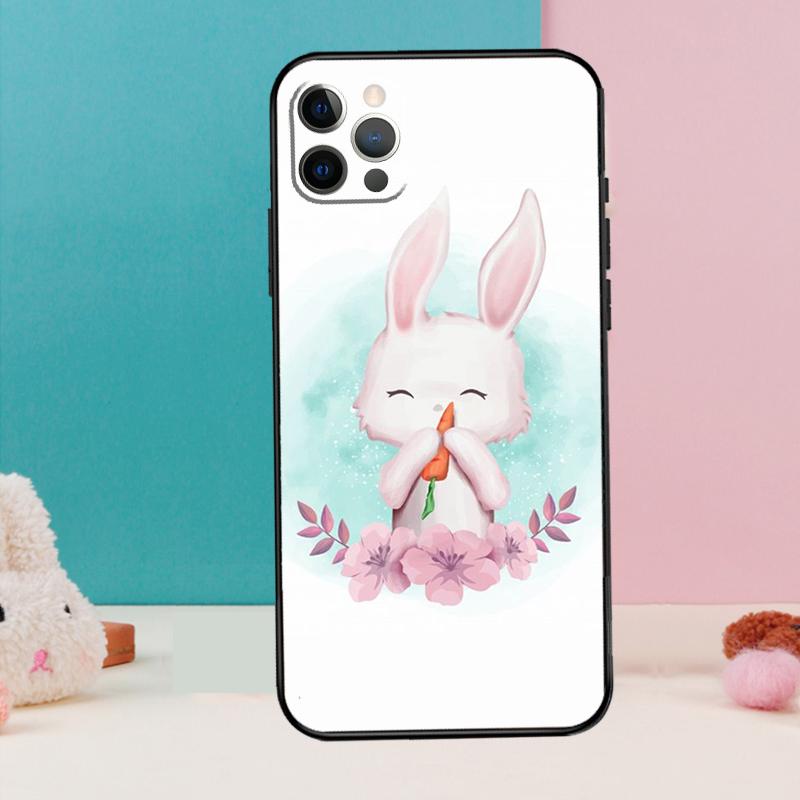 Cute Bunny Rabbit Phone Case For iPhone 17 Air 16 15 13 12 11 14 Pro Max 12 13 mini 15 16 Plus 16e Cover Coque