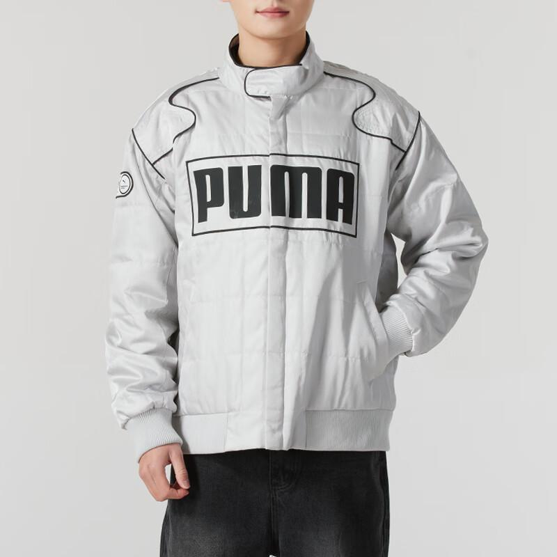 Puma Windproof Warm Stand Collar Zipper Long Sleeve Cotton Jacket Unisex jackets Gray 631974-61