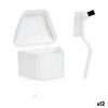 Set pour dentiers - BERILO - Set 12 unités - Blanc - Polypropylène - Brosse incluse