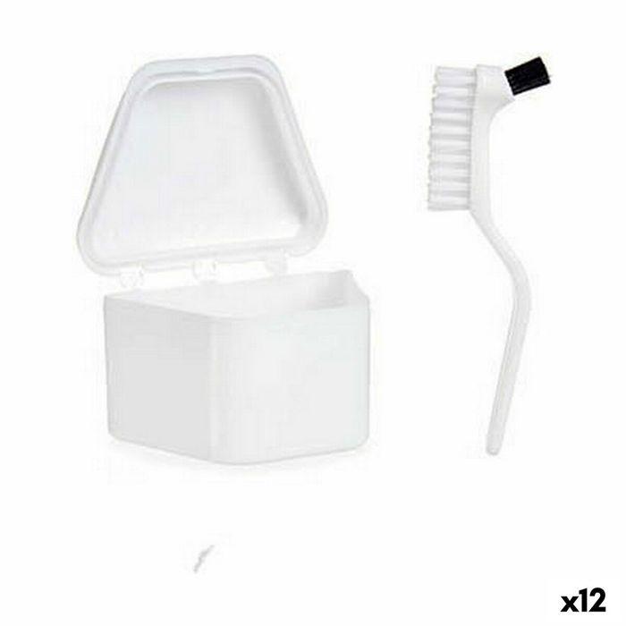 Set pour dentiers - BERILO - Set 12 unités - Blanc - Polypropylène - Brosse incluse
