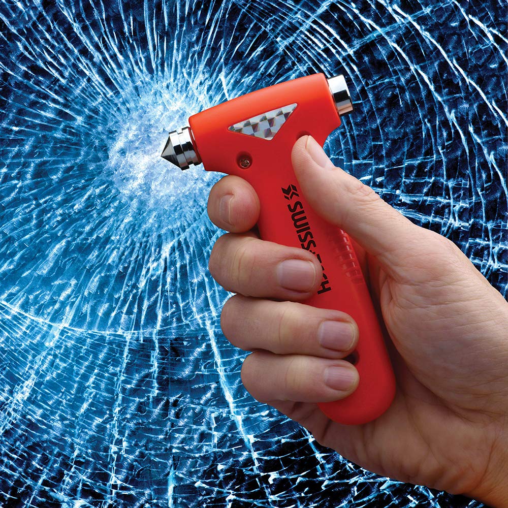 SWISS+TECH 4-IN-1 Multi-Tool Emergency Hammer for Car-Mounted Emergency Escape Hammer
