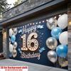 1pc Birthday 16th Gift Box Photo Booth Hanging Banner Polyester