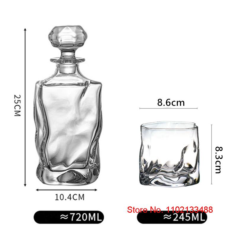 720ml Čirá zmačkaná papírová láhev na whisky víno Japonské umění Kroucené sklo Křišťálová sada na víno Nepravidelný karafa na whisky XO Sklo