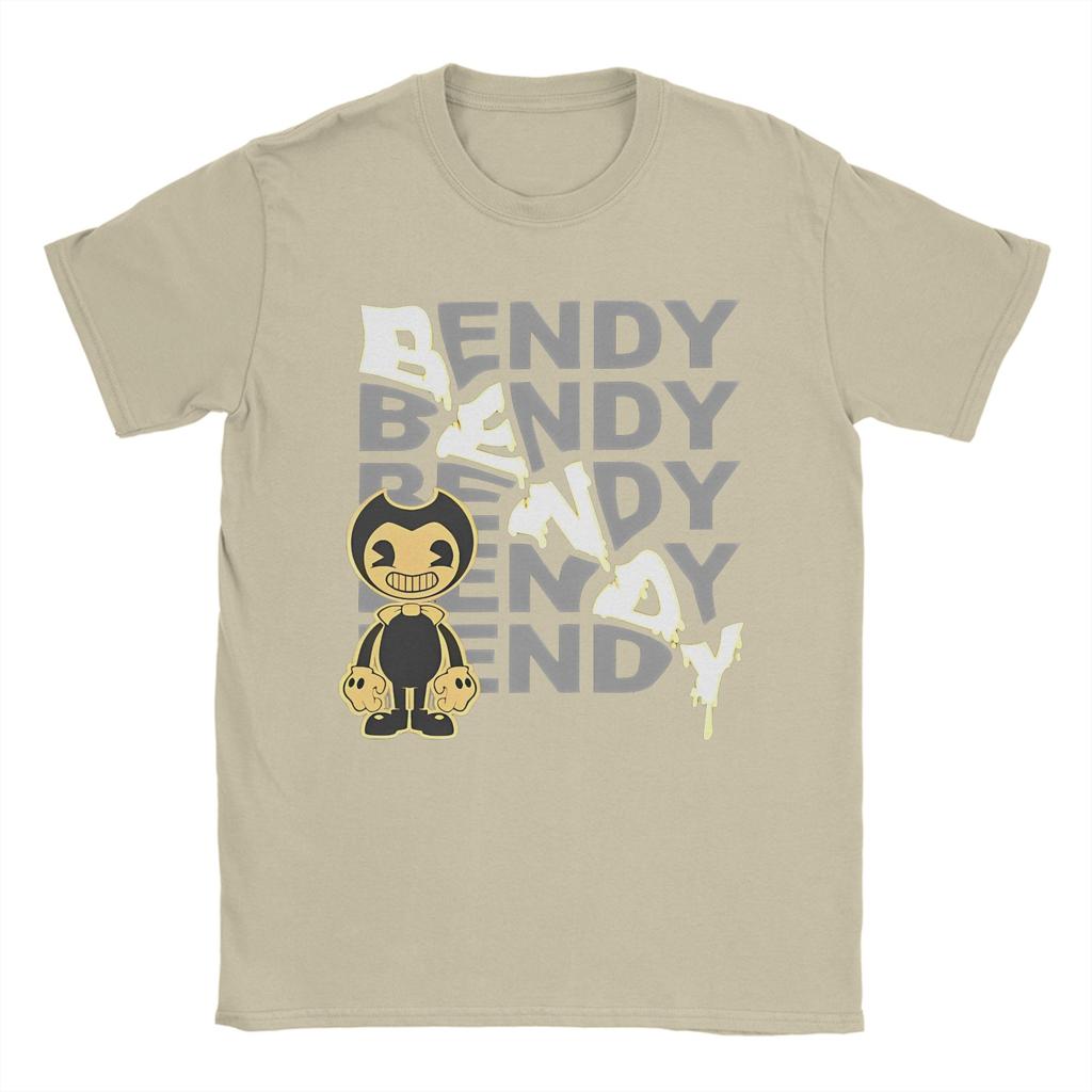 Bendy Cartoon TShirt Unisexs 100Cotton Top Tee Funny Game Crewneck Short Sleeve
