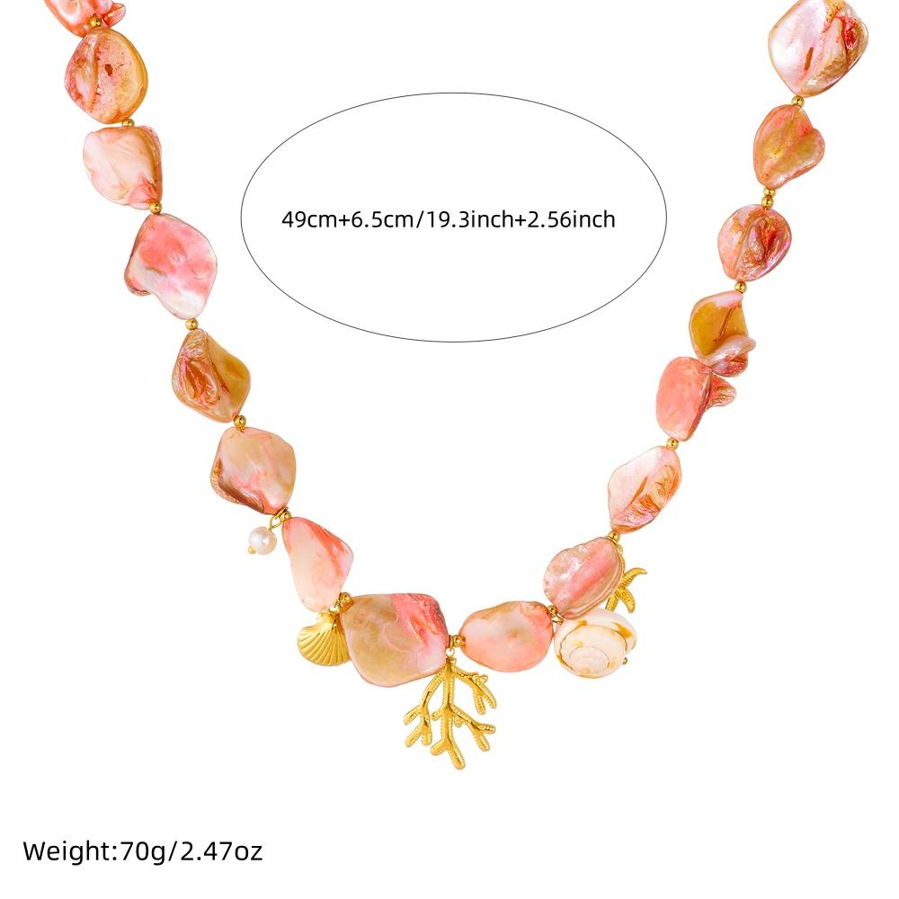 DIEYURO Acciaio Inossidabile 316L Pietra Rosa Corallo Stella Marina Tartaruga Set Collana Bracciale Donna Nuova Moda Gioielli Impermeabili Set Regalo