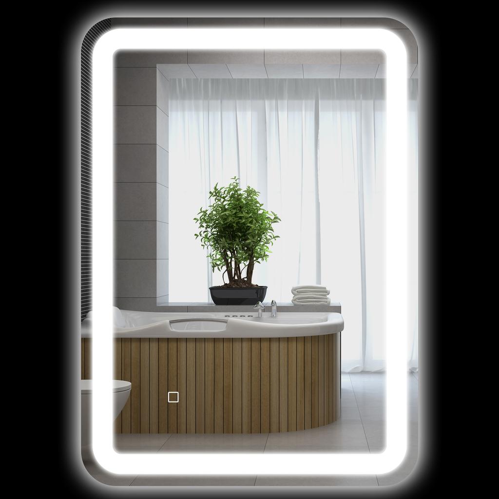Bathroom Mirror, Illuminated, Touch Control, Anti-Fog, Dimmable, 3 Light Colors, 50x70, Silver