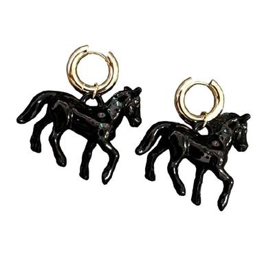 Artistic Exaggerated Horse Pendant Earrings Versatile Occasion Accessory Ear Drop Fashion Gift For Modern Styling