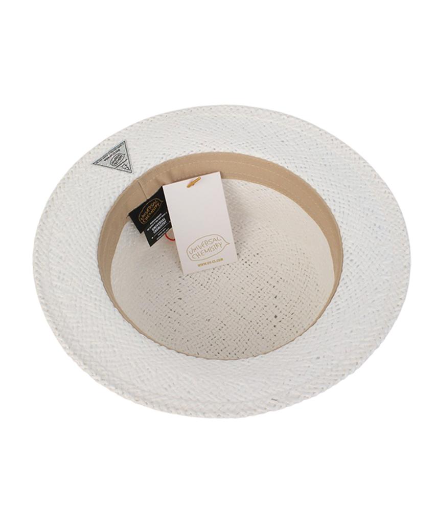 Stripe Line White Short Panama Hat