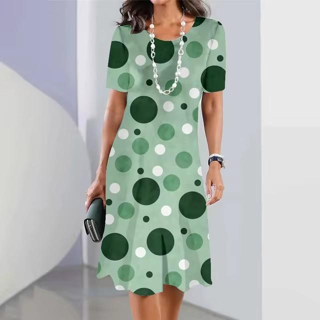 Elegant Fashion Short Sleeve T-shirt Dress Beach Vacation Midi Dresses Women 3d Print Clothing