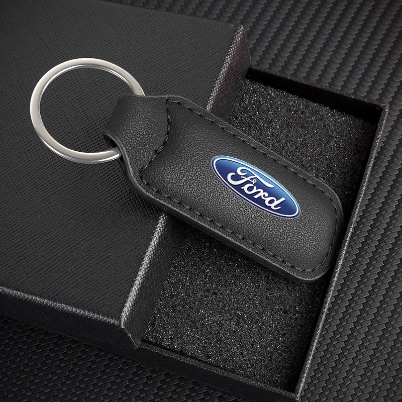 PCKF8 PU Leather Car Keychain Holder Keyring Pendant For Ford ST FOCUS 2 3 Mondeo Fiesta Kuga MK2 MK3 MK4 Ecosport Fusion Accessories