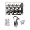 Easy-to-Install Headless Bass Bridge for 4 Strings with Replacement String Locks (Silver)