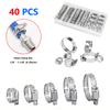 40pcs Hose Clamp Set, 1/4" - 1-1/8" (6-29mm), 304 Stainless Steel Worm Gear Hose Clamps, For Pipe, Intercooler, Plumbing, Tube A