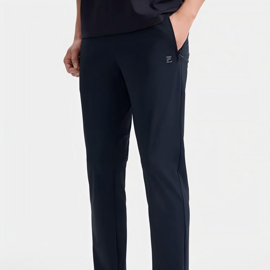 Fila 2023 Spring New Basic Simple Straight Leg Sports Casual Pants Knitted Sports Pants Men Bottoms Deep-Black F11M327603FBK