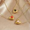 Stainless Steel Colored Zircon Inlay Heart Love Pendant Necklace Lady New Fashion Rope Chain Jewelry Glamorou