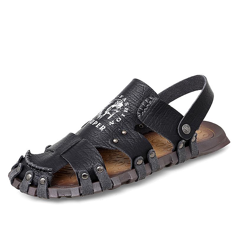 

Новые летние сандалии большого размера мужские уличные мягкая подошва нескользящие две шлепанки мужские с открытым носком пляжная обувь тренд 38 чёрный