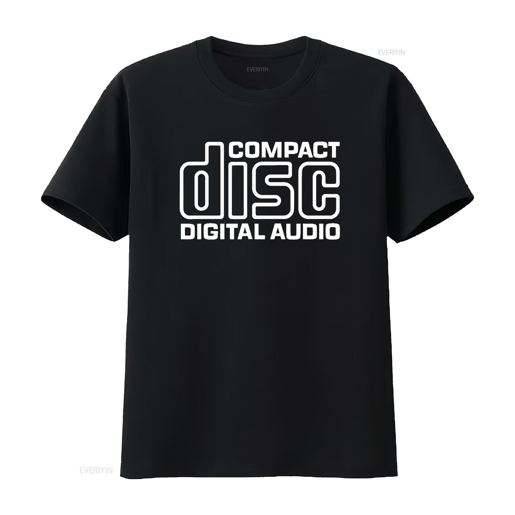 

CD Logo Compact Disc Digital Audio Retro 80s 90s Aesthetic T Shirt vintage Washed Soft graphic Slightly homme Unisex Breathable 4XL