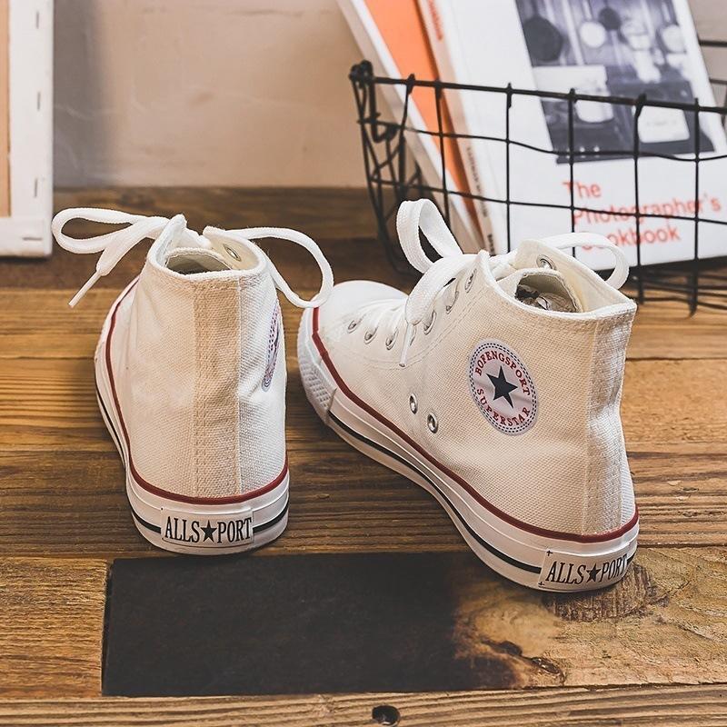 2025 Summer New Canvas Shoes Female Students 1970s High-top Lace-up Korean Version Sneakers Ing Trendy Versatile Board Shoes