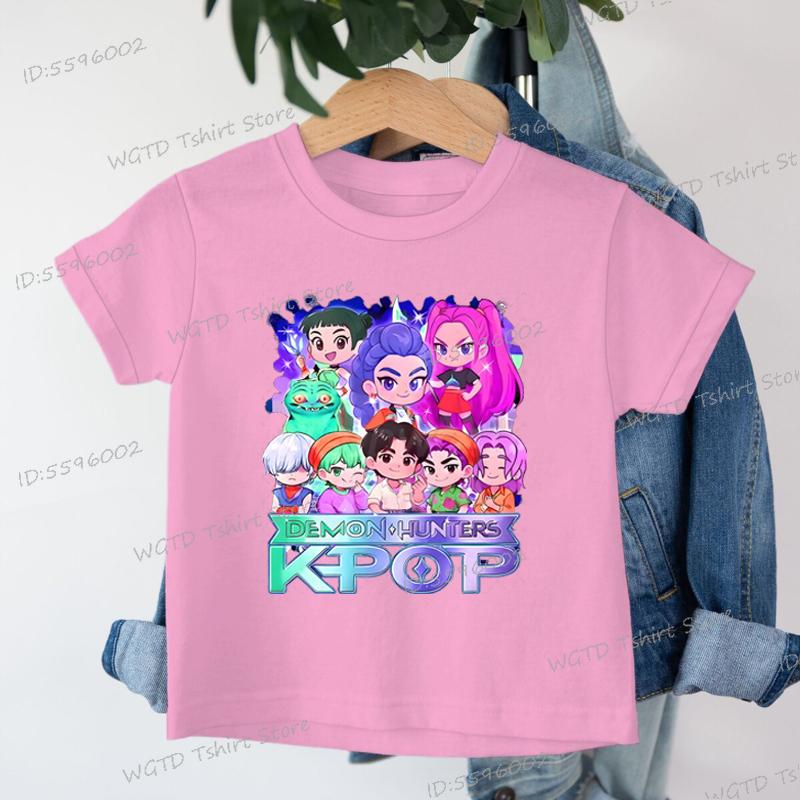 Soft Cotton Baby Girls Boys T Shirt KPop Demon Hunters Cartoon Cool Kids Tee Harajuku Toddler Girl Clothes Cotton Summer Tops
