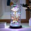 Ewige Mehrfarbige Rose im Glas Leuchtende LED Geschenk Regenbogen
