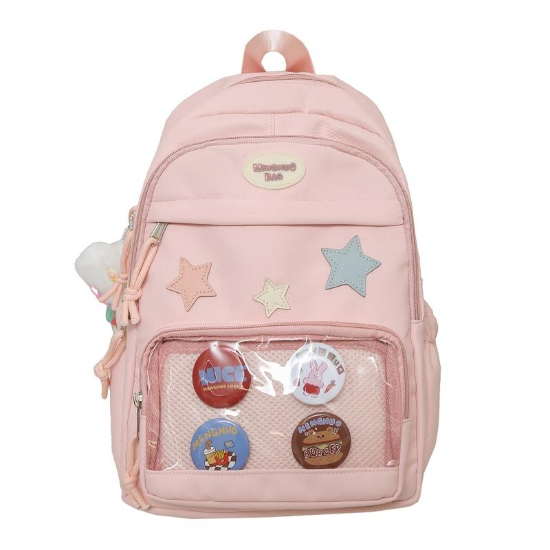 Japanese Cute Transparent Pain Bag Large Capacity Versatile College Style Girl Schoolbag Korean Style Backpack Storage