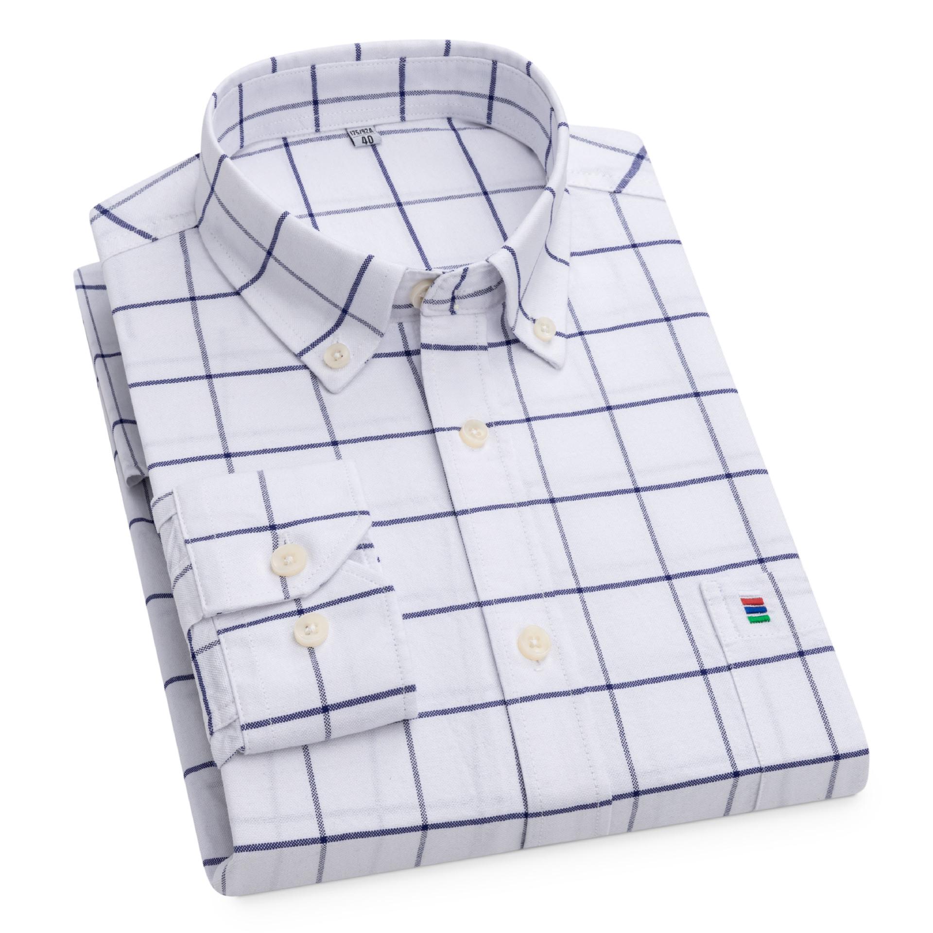 

Мужская хлопковая оксфордская рубашка с длинным рукавом - Однотонная для делового кэжуала Size 44