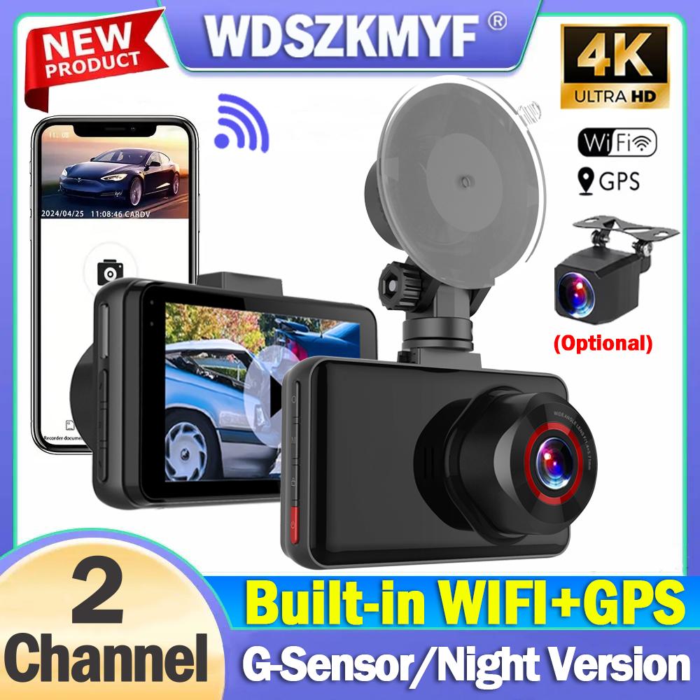 

Автомобильный видеорегистратор WIFI APP 4K Dash Cam для автомобиля GPS Видеорегистратор Камера переднего и заднего вида Ночное видение Черный ящик Парковочный монитор для автомобиля NONE