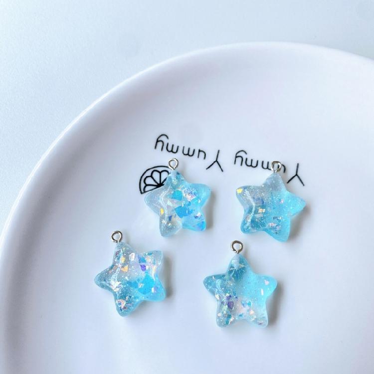 Five-Pointed Star Resin Pendants Tags for DIY Jewelry Making Keychain Crafts