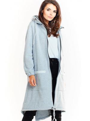 Long Zip-Up Parka Sweatshirt - Gray Melange L/XL
