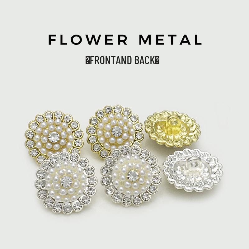 Perlen- und Strass-Blumen-Metallknöpfe für Jacken, Mäntel, Pullover und Anzüge