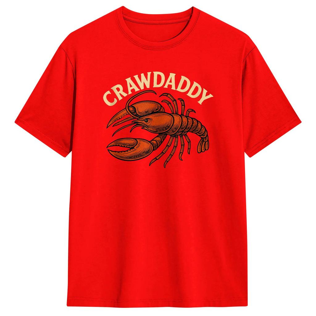Funny Craw Daddy Crawfish Boil Dad Crawdad Mens T Shirts Novelty Tees Short Sleeve O Neck TShirt Cotton Birthday Gift Clothes