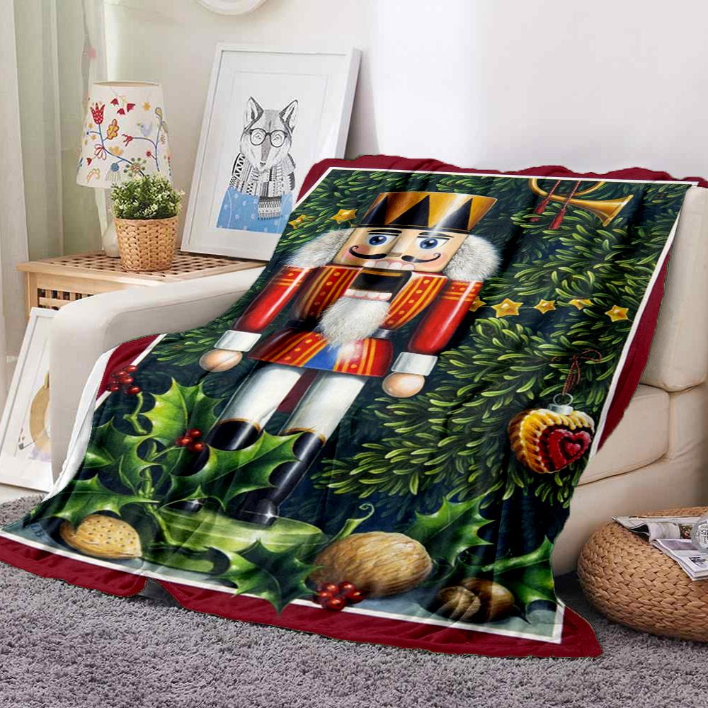 Nutcracker Christmas Flannel Blanket Throw Blanket Soft Warm Sofa Bed Camping Car home Decor Unique Christmas Gift C930722