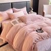 Light Luxury Simple Rabbit Fleece Four-Piece Set Solid Color Thickened Milk Fleece Bedding Mattress Quilt Cover